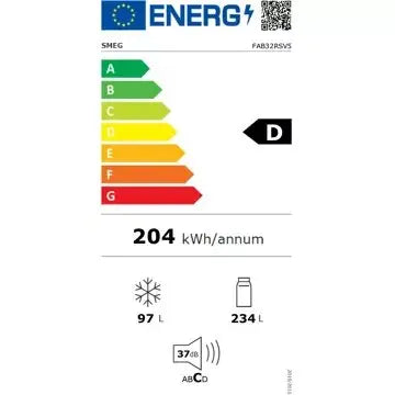 Réfrigérateur combiné SMEG FAB32RSV5 Gris Métal