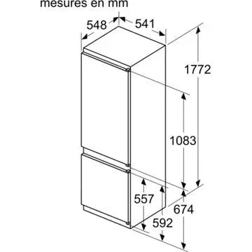 Réfrigérateur combiné encastrable BOSCH KIV87NSE0, Série 2, Eco Airflow