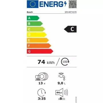 Lave vaisselle encastrable 	BOSCH	SMV4ETX07E Serenity Série 4 Silence Plus
