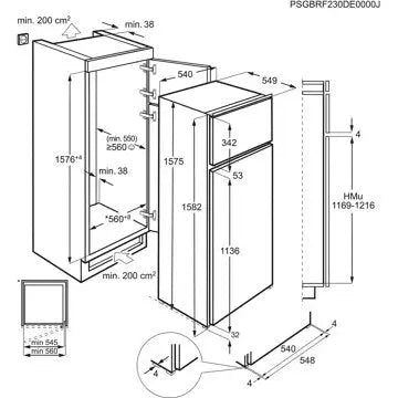 Réfrigérateur 2 portes encastrable ELECTROLUX	ETS5LE16S ColdSense 2P