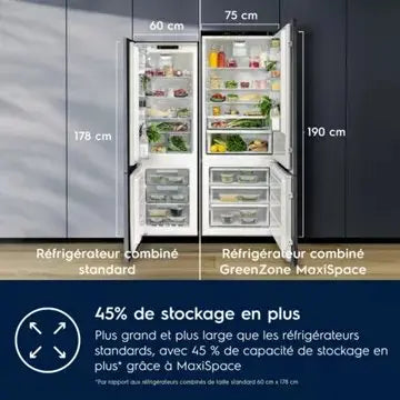Réfrigérateur combiné encastrable 							ELECTROLUX				ENP7TD75S GreenZone 70cm