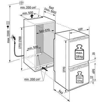Réfrigérateur combiné encastrable 							LIEBHERR				ICBNci5183-22 BioFresh