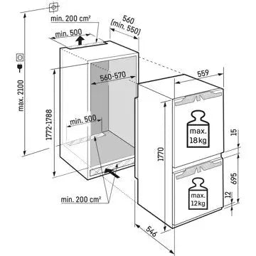 Réfrigérateur combiné encastrable 	LIEBHERR	ICNe5103-22